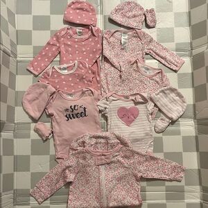 Charming Pink Baby Bodysuits Set